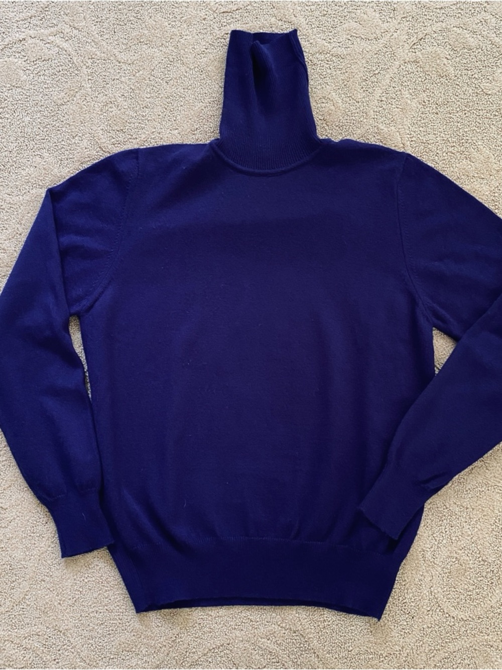 Saks Fifth Avenue Vintage Size Medium Indigo Turtleneck Sweater Blue Purple
